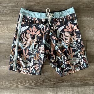 Vissla Boardshorts 32 Upcycle Coconut Stretch Octopus Coral Print Swim Surf